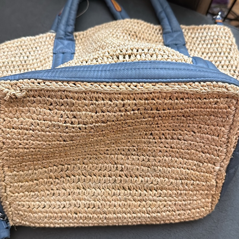 MZ Wallace Straw Tote with Blue Trim - Picture 8 of 13